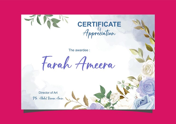 Premium Vector | Certificate of recognition with flower design