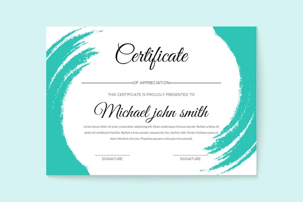 certificate sky blue watercolor splatter brand identity template
