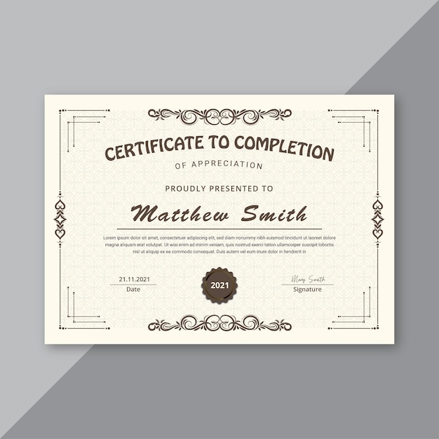 Modello di certificato design layout