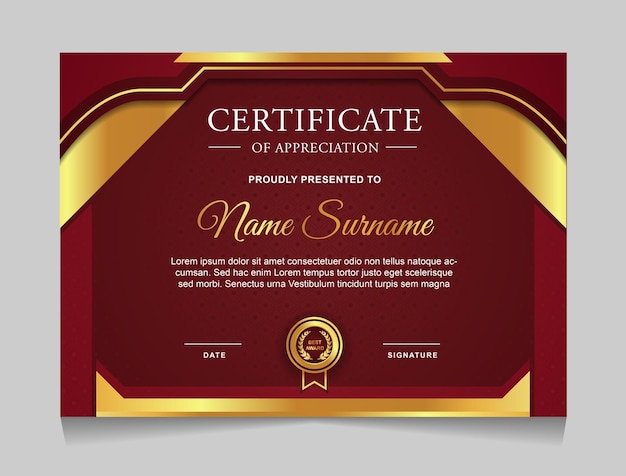 Certificate template design with luxury golden element