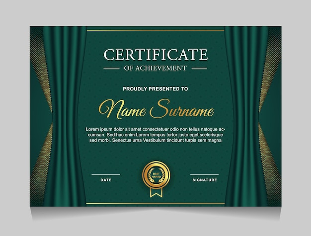 Modello di certificato di design con forme moderne di lusso