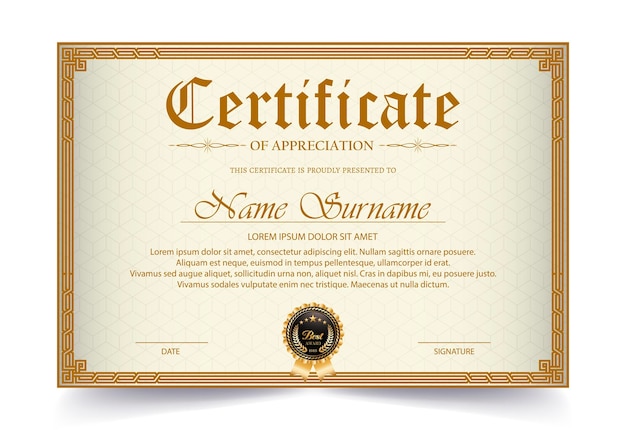 Certificate. template diploma currency border. award background gift voucher. vector illustration