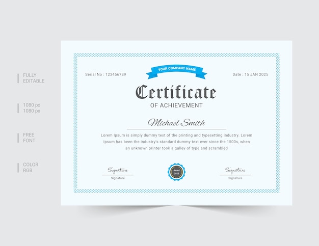 Certificate. Template diploma currency border. Award background Gift voucher. Vector illustration