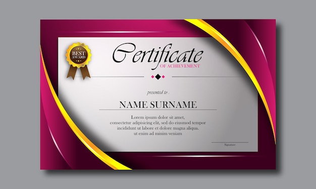 Certificate template. Diploma of modern design or gift certificate. Vector illustration.