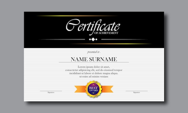 Certificate template. Diploma of modern design or gift certificate. Vector illustration.