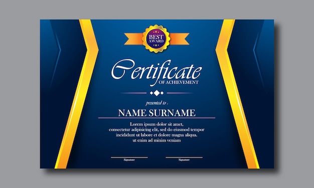 Certificate template. Diploma of modern design or gift certificate. Vector illustration.