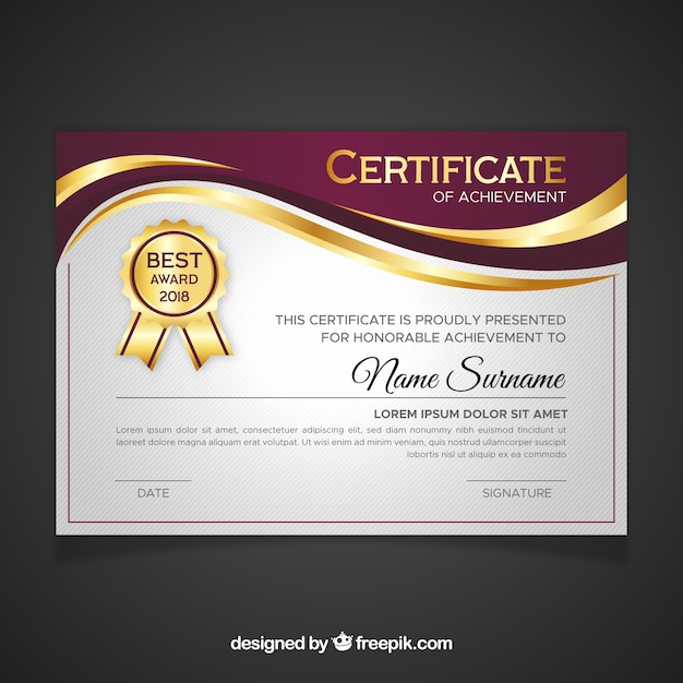 Certificate template in golden color