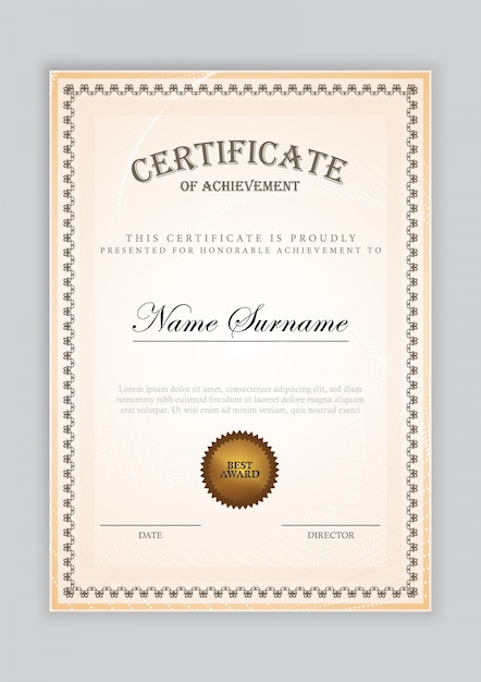 Certificate template luxury design with text element, diploma