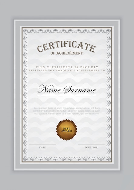 Certificate template luxury design with text element, diploma