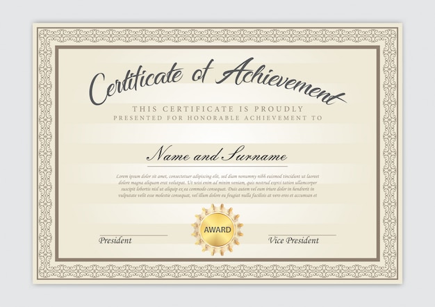 Vector certificate template luxury design with text element, diploma