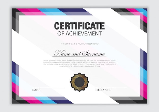 Вектор Шаблон сертификата роскошного дизайна с текстовым элементом, диплом