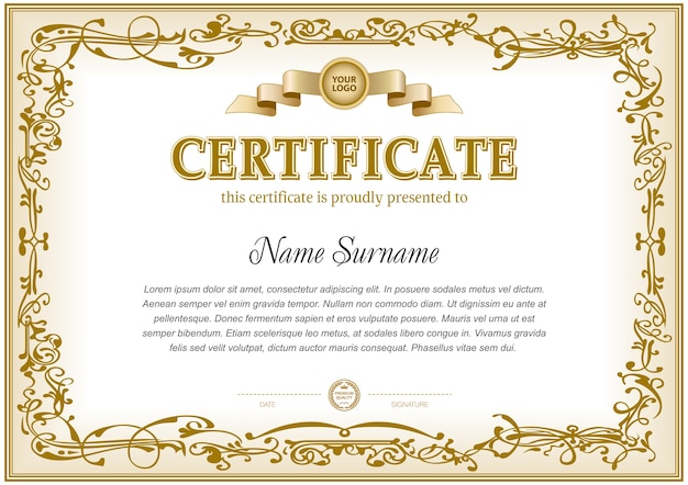 Vector certificate template in monochrome color gamma.