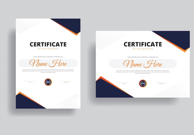 Certificate template, vector, solid, appreciation certificate best award diploma set. navy blue,