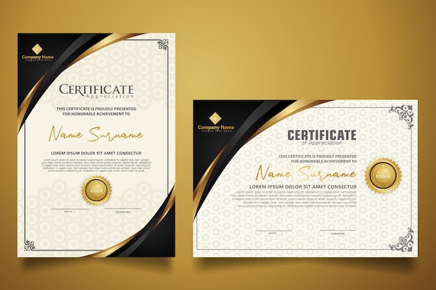 Vector certificate template with classic frame and modern pattern diploma vector illustration