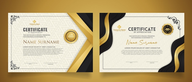 Certificate template with classic frame and modern pattern diploma vector illustration