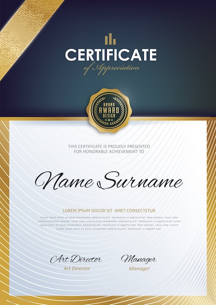 Vector certificate template with clean and modern pattern,