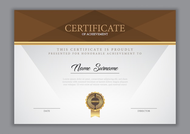 Certificate template with gold element