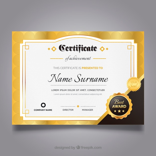 Vector certificate template with golden color