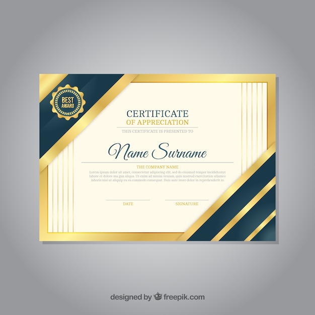 Vector certificate template with golden color