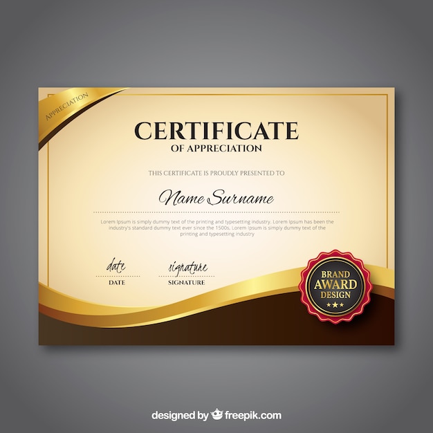 Certificate template with golden color