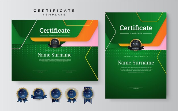 Вектор Образец сертификата с роскошным и современным рисунком образец сертификата квалификации с элегантной векторной иллюстрацией