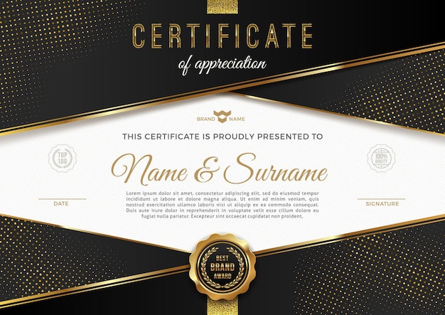 Certificate template with luxury golden elements Diploma template design