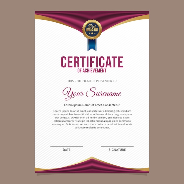 Certificate template with luxury and modern pattern