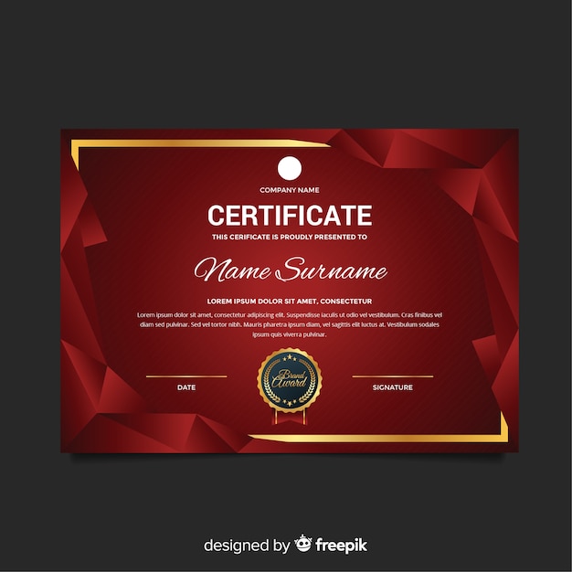 Vector certificate template with modern shapes