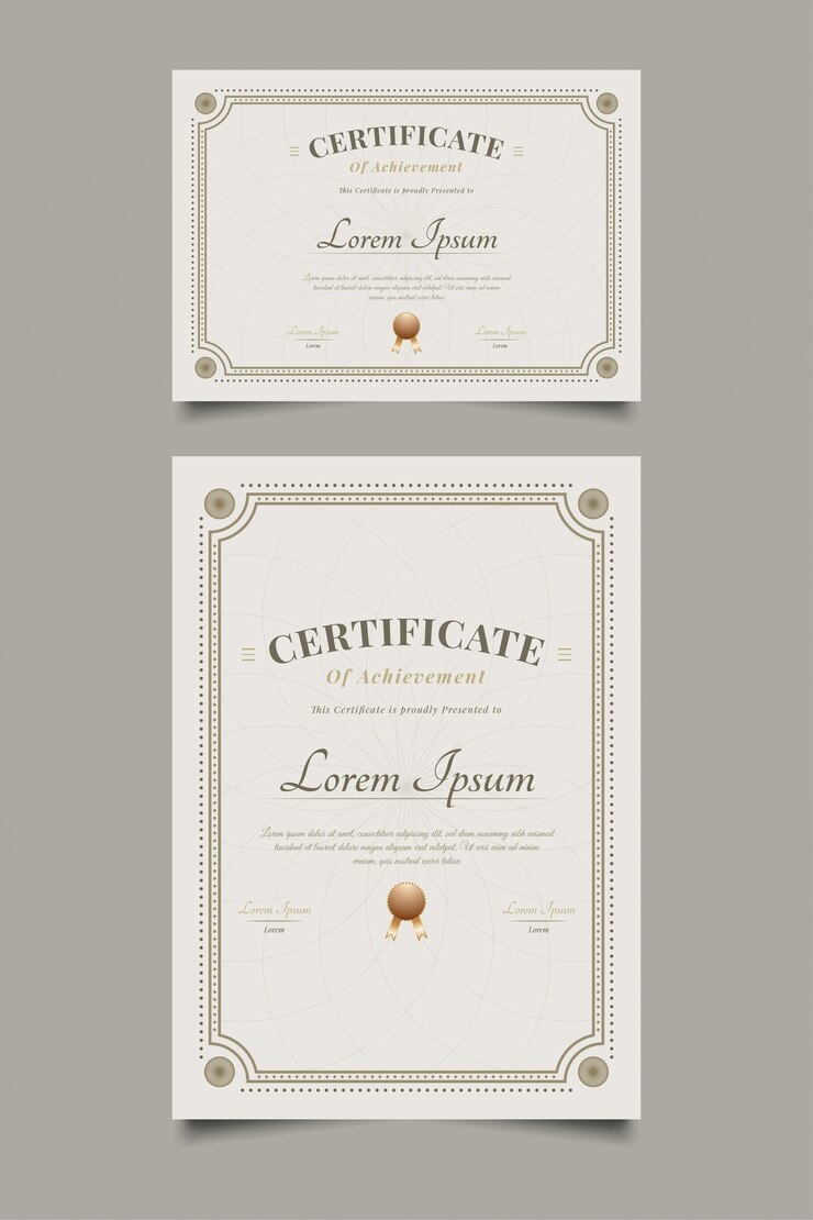 Vector certificate template with ornamental frame and vintage style