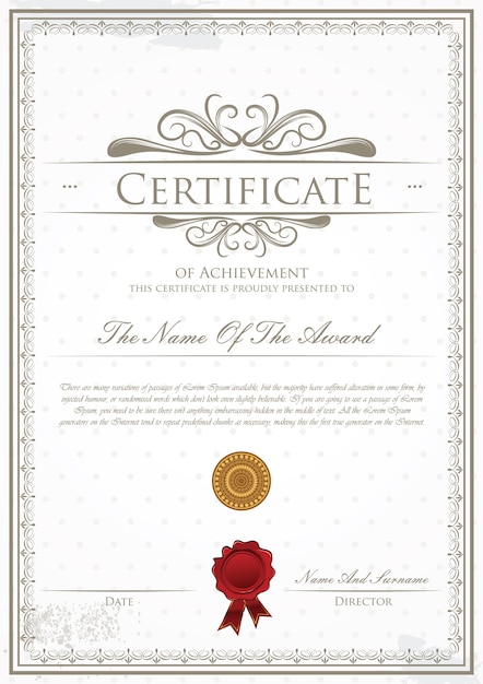 Vector certificate template with polka dot background