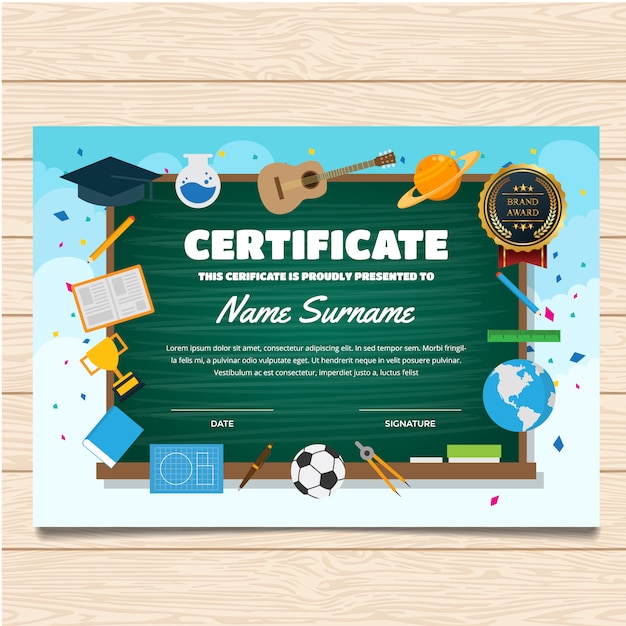 Certificate template with school design