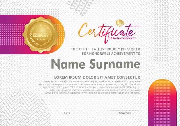 Certificate template with texture modern pattern background