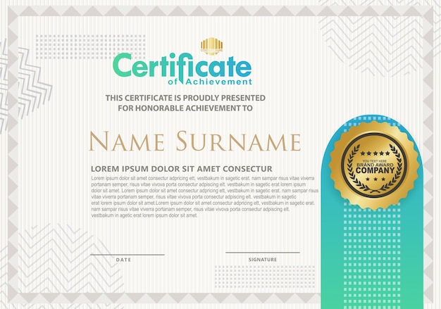 Vector certificate template with texture modern pattern background