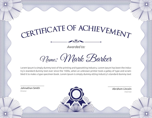 Vector certificate template