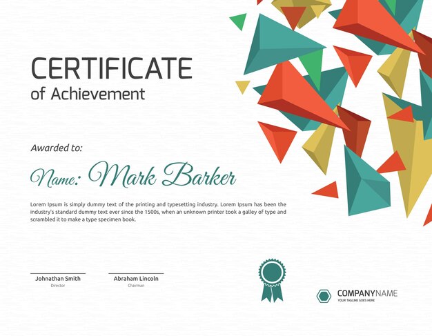 Vector certificate template