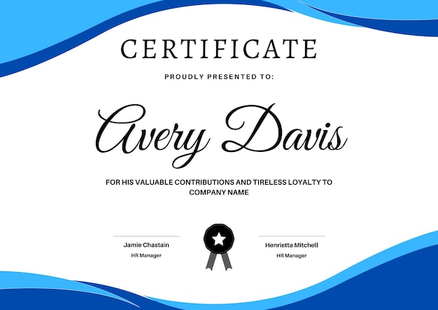 Vector certificate template