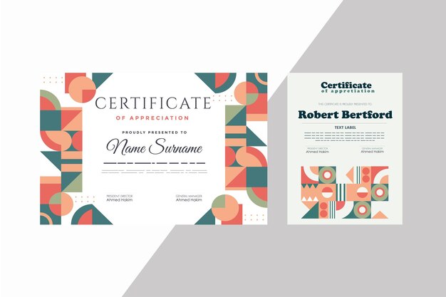 Vector certificate template