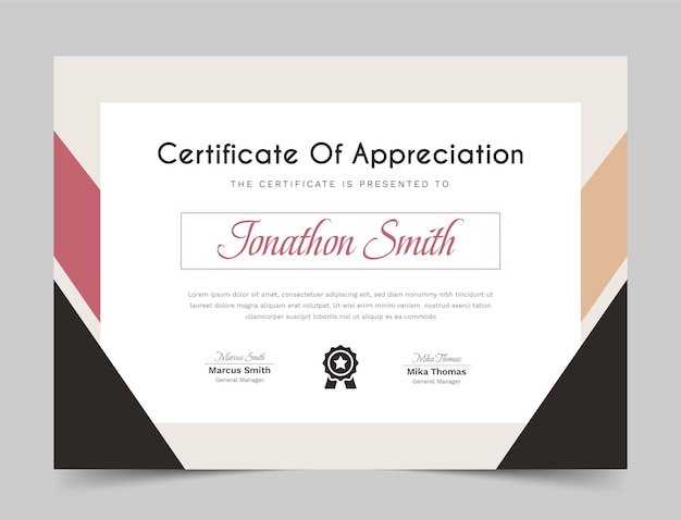 Vector certificate template