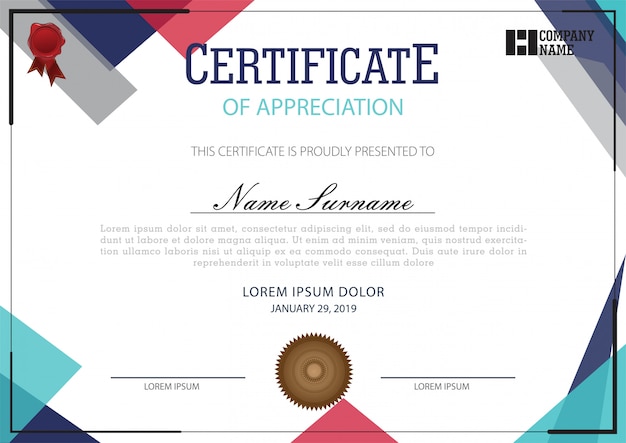 Vector certificate template