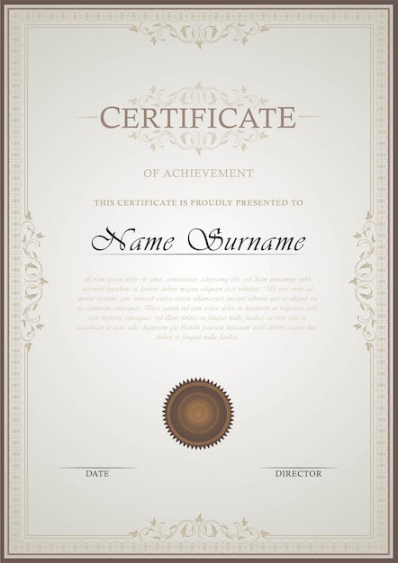 Vector certificate template