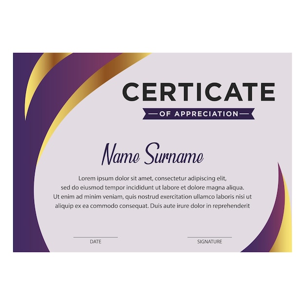 Certificate vector design templates