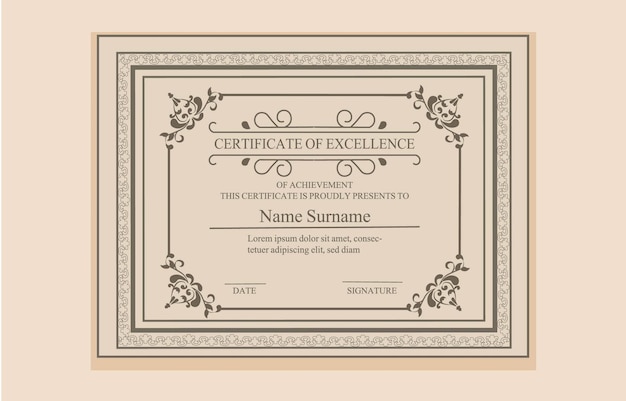 Vector certificate victorian classic