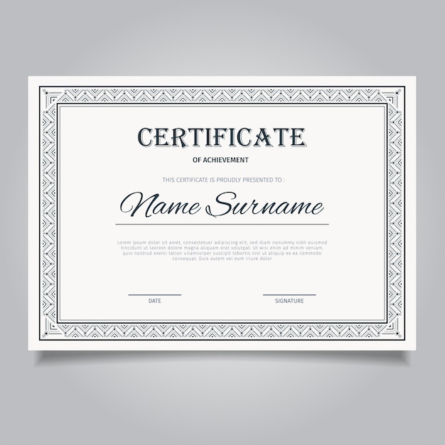 Certificato con cornice ornamentale vintage