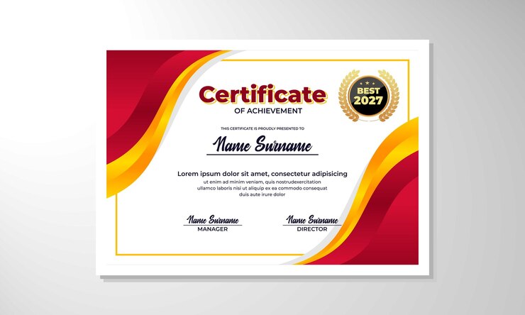 Vector a certificate for the year award