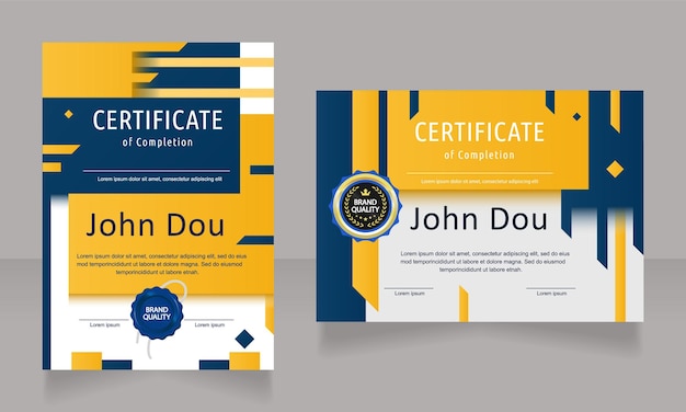 Certificates of completion design template set Vector diploma with customized copyspace and borders Printable document for awards and recognition Ubuntu Condensed Arial Calibri Regular fonts used
