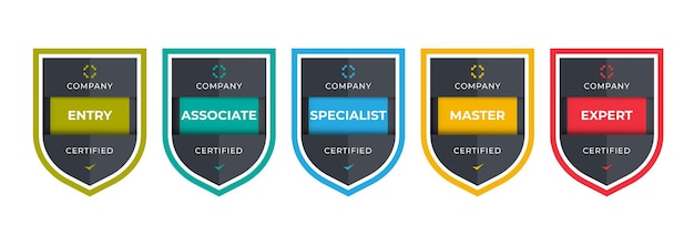 Certificering badge ontwerp sjabloon vectorillustratie met schild lijn