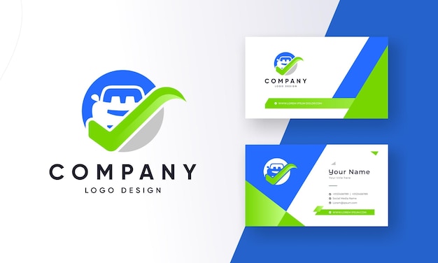 Vector certified automotive check car care logo design with premium business card template