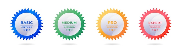 Certified badge design for company. Badge certificates icon set.