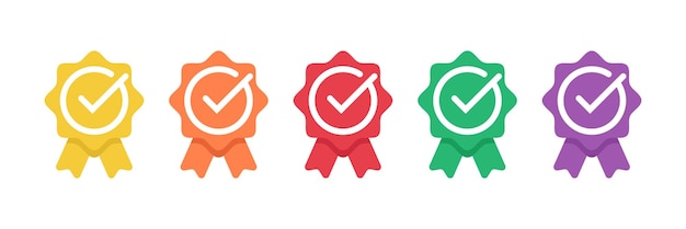 Vector certified badge logo with checklist icon or approved medal available in modern colors vector