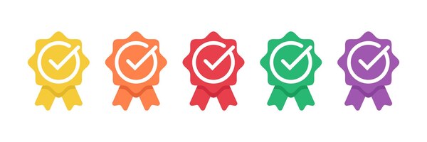certified badge logo with checklist icon or approved medal available in modern colors vector